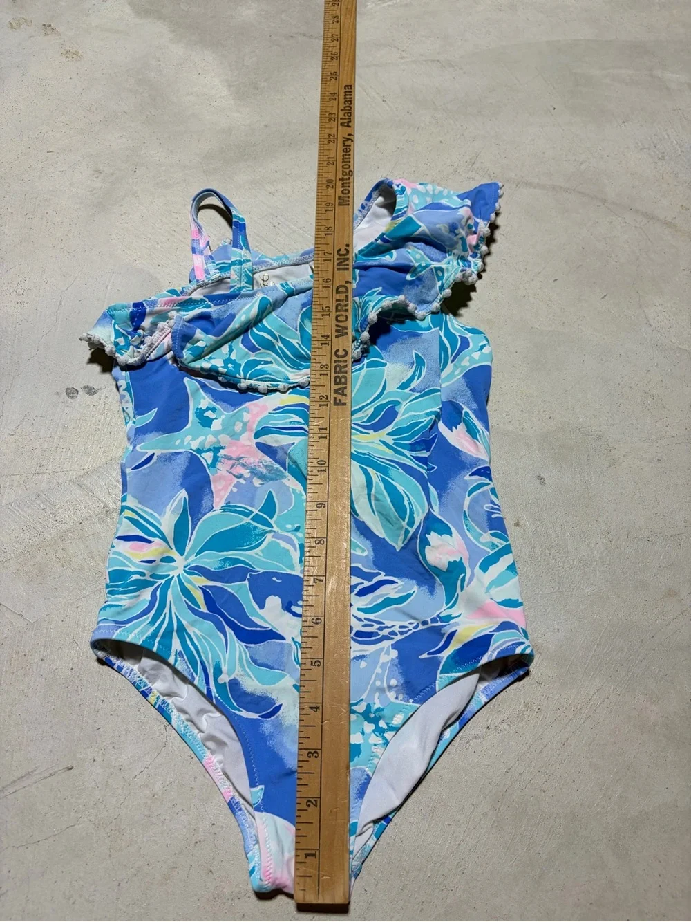 Lilly Pulitzer blue Floral One-Shoulder Swim Suit 8